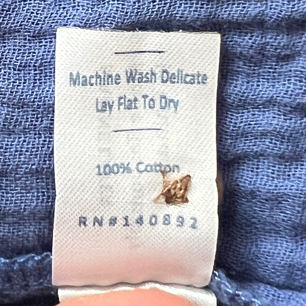 910 |Marine Layer Double Gauze Tiered Button Front Boho Midi Dress Blue Womens M - Picture 7 of 10